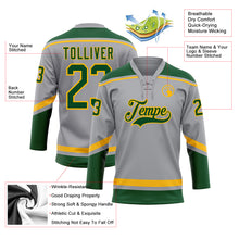 Laden Sie das Bild in den Galerie-Viewer, Custom Gray Green-Gold Hockey Lace Neck Jersey
