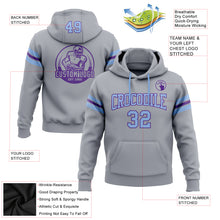 Laden Sie das Bild in den Galerie-Viewer, Custom Stitched Gray Light Blue-Purple Football Pullover Sweatshirt Hoodie
