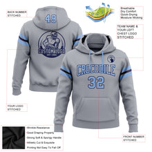Laden Sie das Bild in den Galerie-Viewer, Custom Stitched Gray Light Blue-Navy Football Pullover Sweatshirt Hoodie
