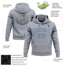 Laden Sie das Bild in den Galerie-Viewer, Custom Stitched Gray Light Blue-Steel Gray Football Pullover Sweatshirt Hoodie
