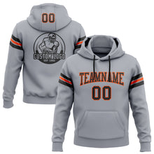 Load image into Gallery viewer, Custom Stitched Gray Black-Orange Football Pullover Sweatshirt Hoodie
