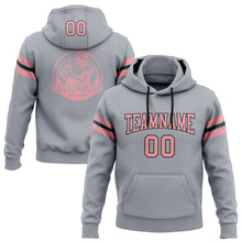 Load image into Gallery viewer, Custom Stitched Gray Medium Pink-Black Football Pullover Sweatshirt Hoodie
