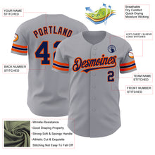 Charger l&#39;image dans la galerie, Custom Gray Navy-Orange Authentic Baseball Jersey

