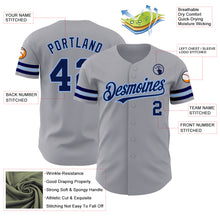 Charger l&#39;image dans la galerie, Custom Gray Navy-Light Blue Authentic Baseball Jersey
