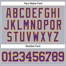 Load image into Gallery viewer, Custom Gray Purple-Gold Authentic Baseball Jersey
