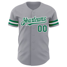 Laden Sie das Bild in den Galerie-Viewer, Custom Gray Kelly Green-White Authentic Baseball Jersey
