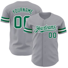 Laden Sie das Bild in den Galerie-Viewer, Custom Gray Kelly Green-White Authentic Baseball Jersey
