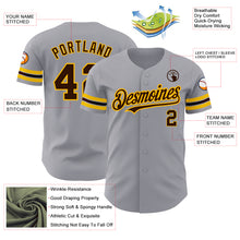 Load image into Gallery viewer, Custom Gray Brown-Gold Authentic Baseball Jersey
