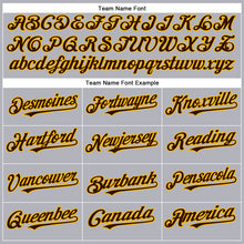 Load image into Gallery viewer, Custom Gray Brown-Gold Authentic Baseball Jersey
