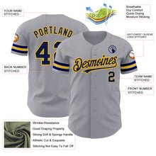 Загрузить изображение в средство просмотра галереи, Custom Gray Navy-Gold Authentic Baseball Jersey
