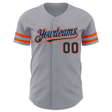 Laden Sie das Bild in den Galerie-Viewer, Custom Gray Black Powder Blue-Orange Authentic Baseball Jersey
