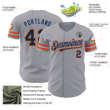 Laden Sie das Bild in den Galerie-Viewer, Custom Gray Black Powder Blue-Orange Authentic Baseball Jersey
