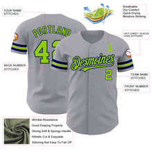Laden Sie das Bild in den Galerie-Viewer, Custom Gray Neon Green-Navy Authentic Baseball Jersey
