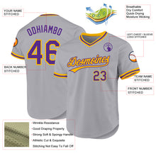 Load image into Gallery viewer, Custom Gray Purple-Gold Authentic Throwback Baseball Jersey
