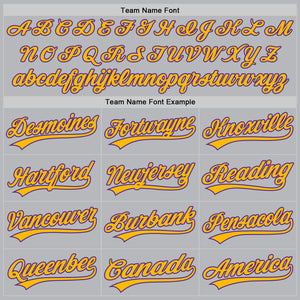 Custom Gray Purple-Gold Authentic Throwback Baseball Jersey