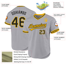 Load image into Gallery viewer, Custom Gray Black-Gold Authentic Throwback Baseball Jersey
