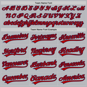 Custom Gray Red-Navy Authentic Throwback Baseball Jersey