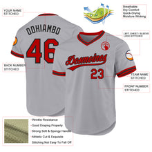 Load image into Gallery viewer, Custom Gray Red-Black Authentic Throwback Baseball Jersey
