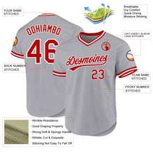 Load image into Gallery viewer, Custom Gray Red-White Authentic Throwback Baseball Jersey
