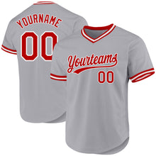 Load image into Gallery viewer, Custom Gray Red-White Authentic Throwback Baseball Jersey
