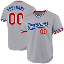 Load image into Gallery viewer, Custom Gray Red-Royal Authentic Throwback Baseball Jersey
