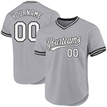 Laden Sie das Bild in den Galerie-Viewer, Custom Gray White-Black Authentic Throwback Baseball Jersey
