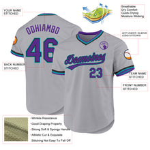 Load image into Gallery viewer, Custom Gray Purple Black-Teal Authentic Throwback Baseball Jersey
