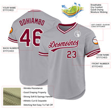 Load image into Gallery viewer, Custom Gray Maroon-White Authentic Throwback Baseball Jersey
