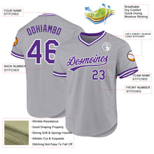 Load image into Gallery viewer, Custom Gray Purple-White Authentic Throwback Baseball Jersey
