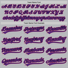 Laden Sie das Bild in den Galerie-Viewer, Custom Gray Pink Purple-Black Authentic Throwback Baseball Jersey
