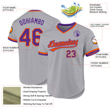 Load image into Gallery viewer, Custom Gray Purple-Orange Authentic Throwback Baseball Jersey
