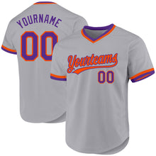 Load image into Gallery viewer, Custom Gray Purple-Orange Authentic Throwback Baseball Jersey
