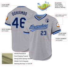 Load image into Gallery viewer, Custom Gray Navy-Light Blue Authentic Throwback Baseball Jersey
