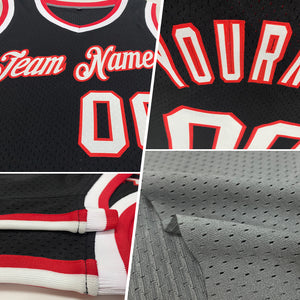 Custom Gray Red-Black Authentic Throwback Basketball Jersey