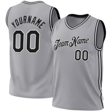 Load image into Gallery viewer, Custom Gray Black-White Authentic Throwback Basketball Jersey
