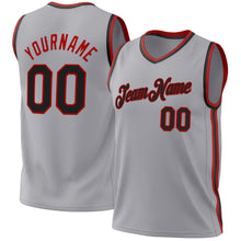 Load image into Gallery viewer, Custom Gray Black-Red Authentic Throwback Basketball Jersey
