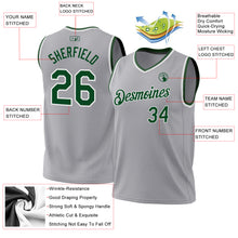 Load image into Gallery viewer, Custom Gray Green-White Authentic Throwback Basketball Jersey
