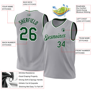 Custom Gray Green-White Authentic Throwback Basketball Jersey