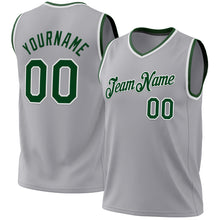 Load image into Gallery viewer, Custom Gray Green-White Authentic Throwback Basketball Jersey
