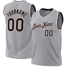 Load image into Gallery viewer, Custom Gray Brown-White Authentic Throwback Basketball Jersey
