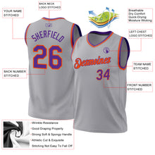 Laden Sie das Bild in den Galerie-Viewer, Custom Gray Purple-Orange Authentic Throwback Basketball Jersey
