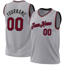 Load image into Gallery viewer, Custom Gray Maroon-Black Authentic Throwback Basketball Jersey
