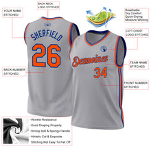 Laden Sie das Bild in den Galerie-Viewer, Custom Gray Orange-Royal Authentic Throwback Basketball Jersey

