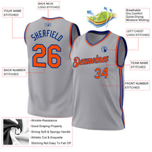 Load image into Gallery viewer, Custom Gray Orange-Royal Authentic Throwback Basketball Jersey
