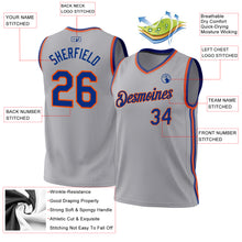 Load image into Gallery viewer, Custom Gray Royal-Orange Authentic Throwback Basketball Jersey
