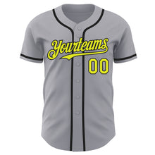 Laden Sie das Bild in den Galerie-Viewer, Custom Gray Neon Yellow-Black Authentic Baseball Jersey
