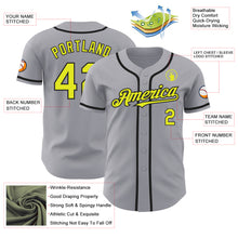 Laden Sie das Bild in den Galerie-Viewer, Custom Gray Neon Yellow-Black Authentic Baseball Jersey
