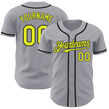 Laden Sie das Bild in den Galerie-Viewer, Custom Gray Neon Yellow-Black Authentic Baseball Jersey
