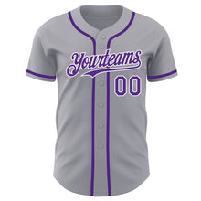 Laden Sie das Bild in den Galerie-Viewer, Custom Gray Purple-White Authentic Baseball Jersey
