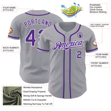 Laden Sie das Bild in den Galerie-Viewer, Custom Gray Purple-White Authentic Baseball Jersey
